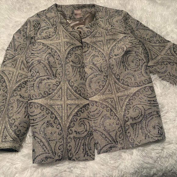 Chico's beautiful lined size 2 metallic sparkle jacket - Picture 1 of 5